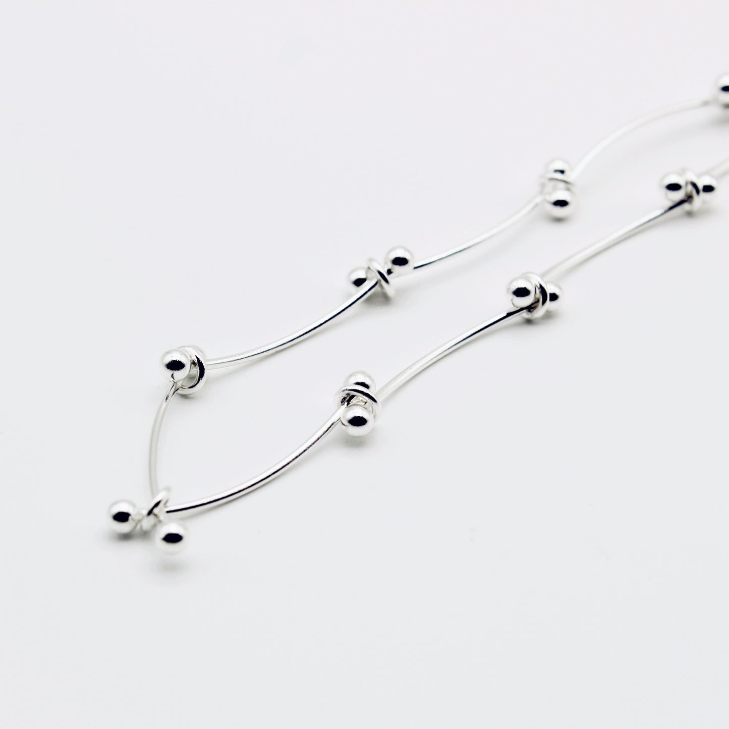 Sterling Silver Linked Skinny Bar Choker Necklace