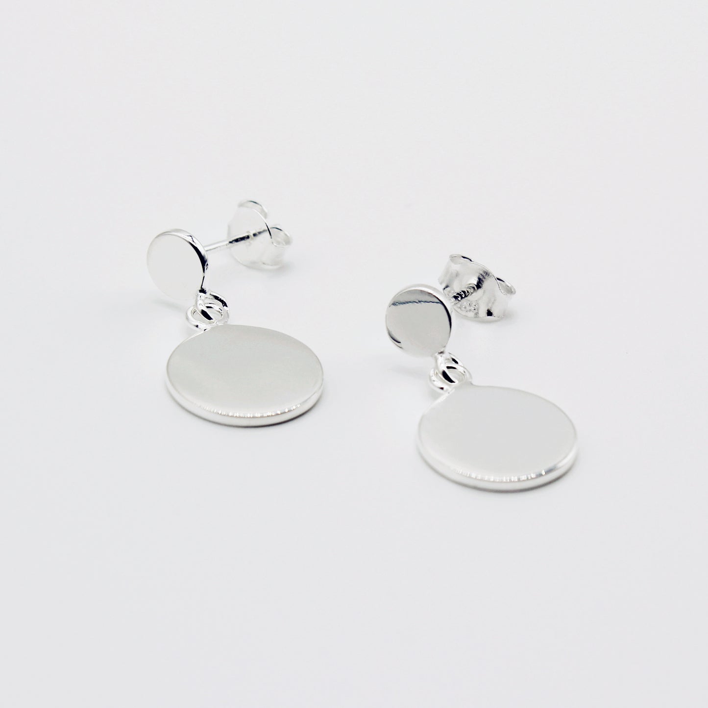 Sterling Silver Double Discs Dangle Earrings