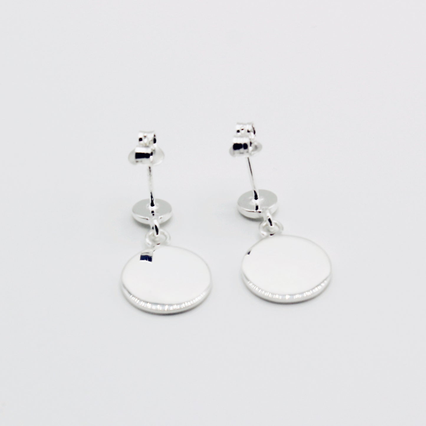 Sterling Silver Double Discs Dangle Earrings