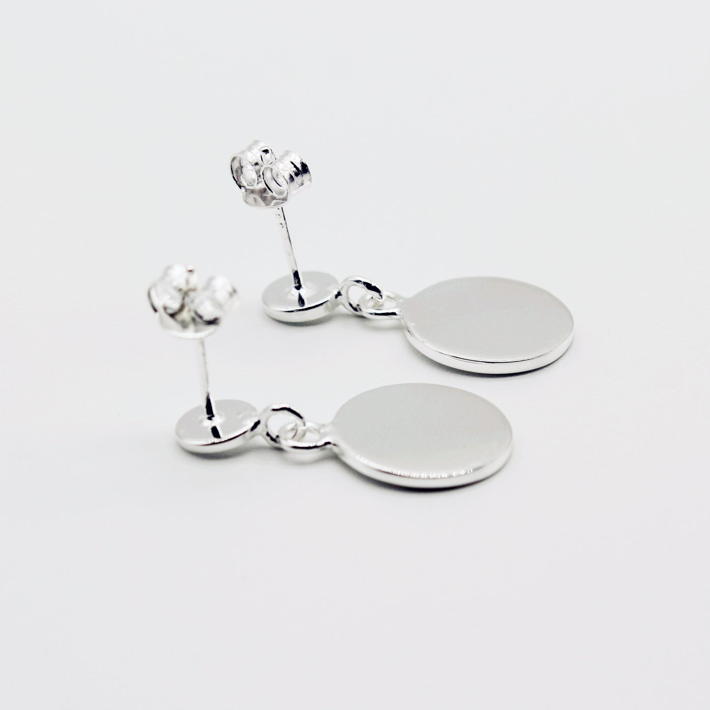 Sterling Silver Double Discs Dangle Earrings