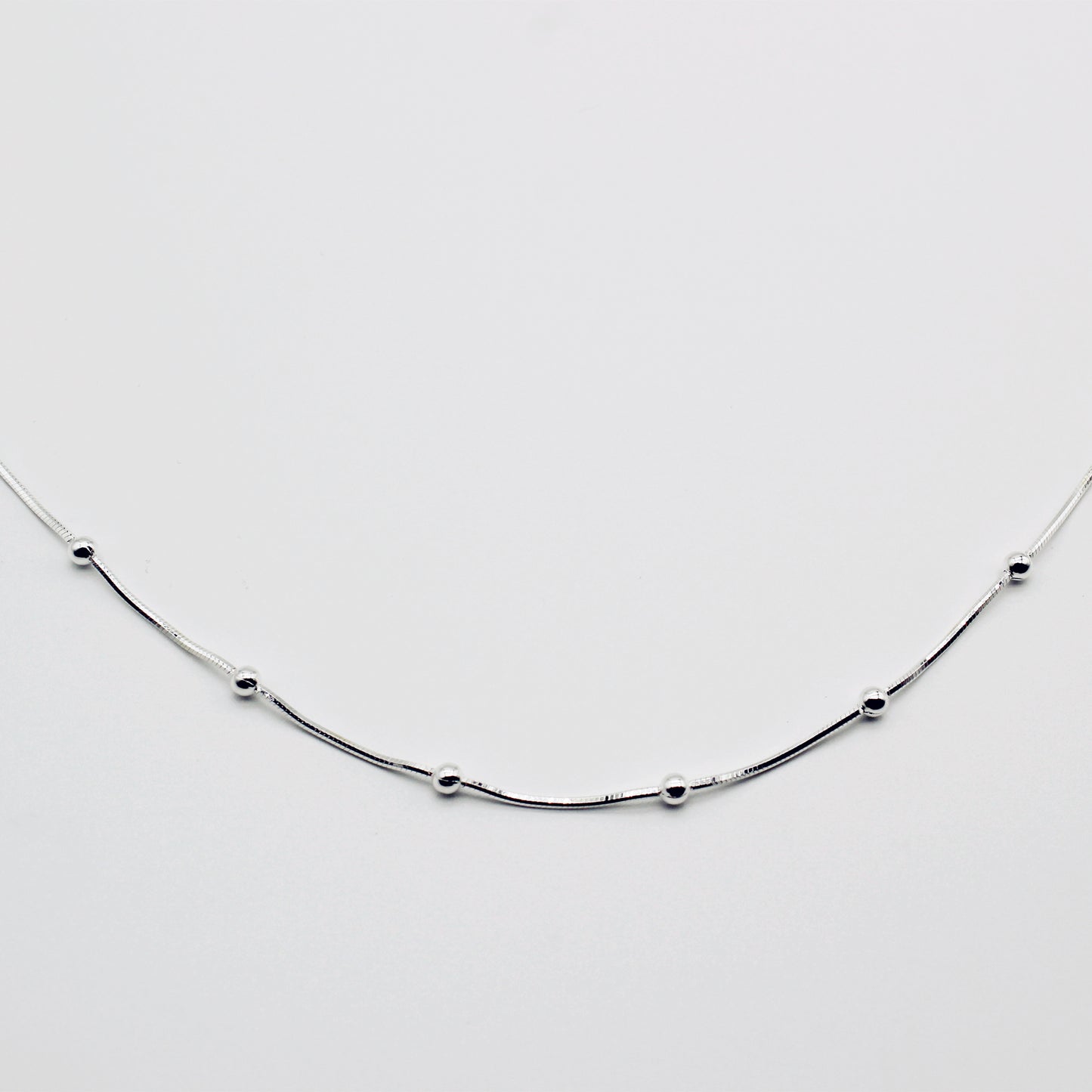 Sterling Silver Bead Snake Chain Necklace