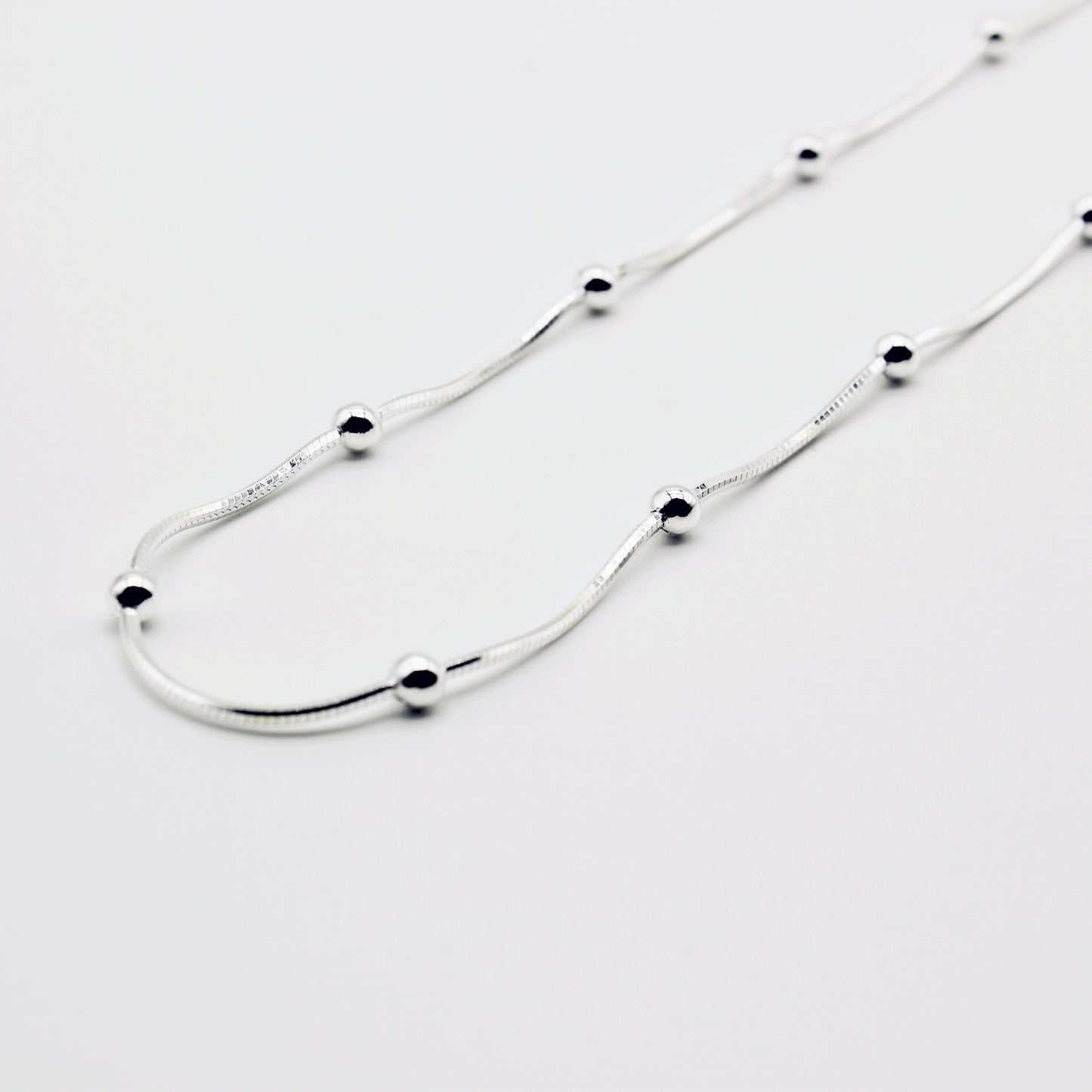 Sterling Silver Bead Snake Chain Necklace