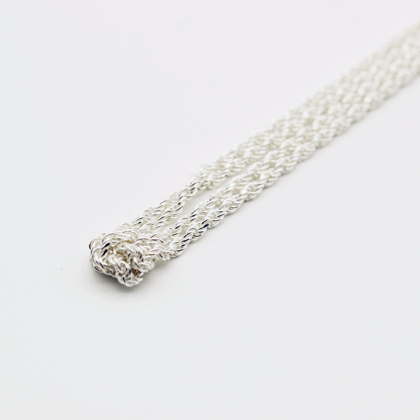 Sterling Silver Knotted Double Skinny Rope Chain Choker Necklace