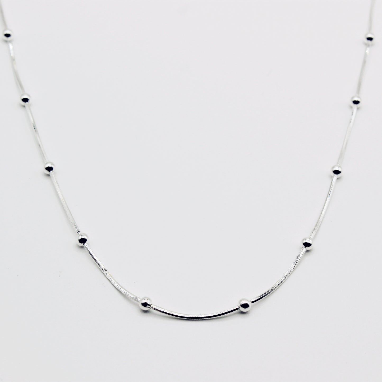 Sterling Silver Bead Snake Chain Necklace