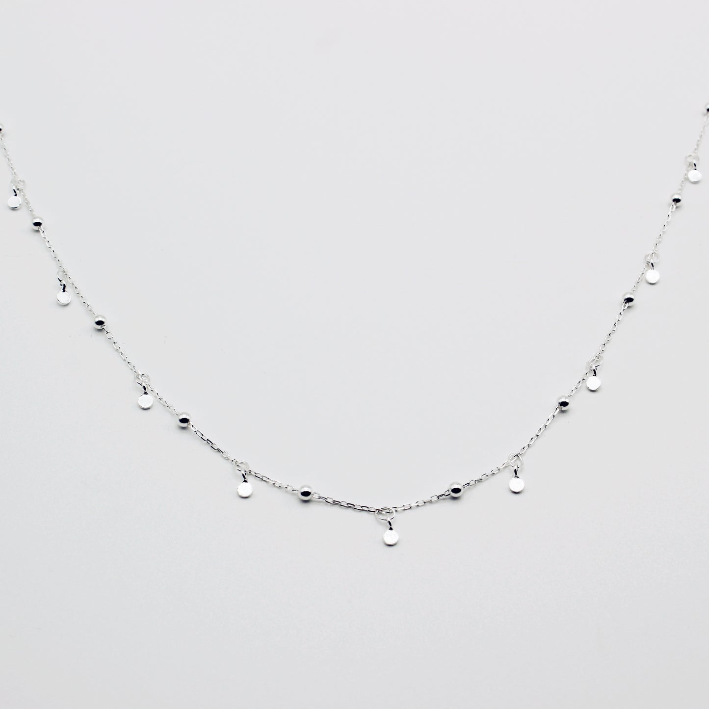 Sterling Silver Tiny Disc Choker Necklace