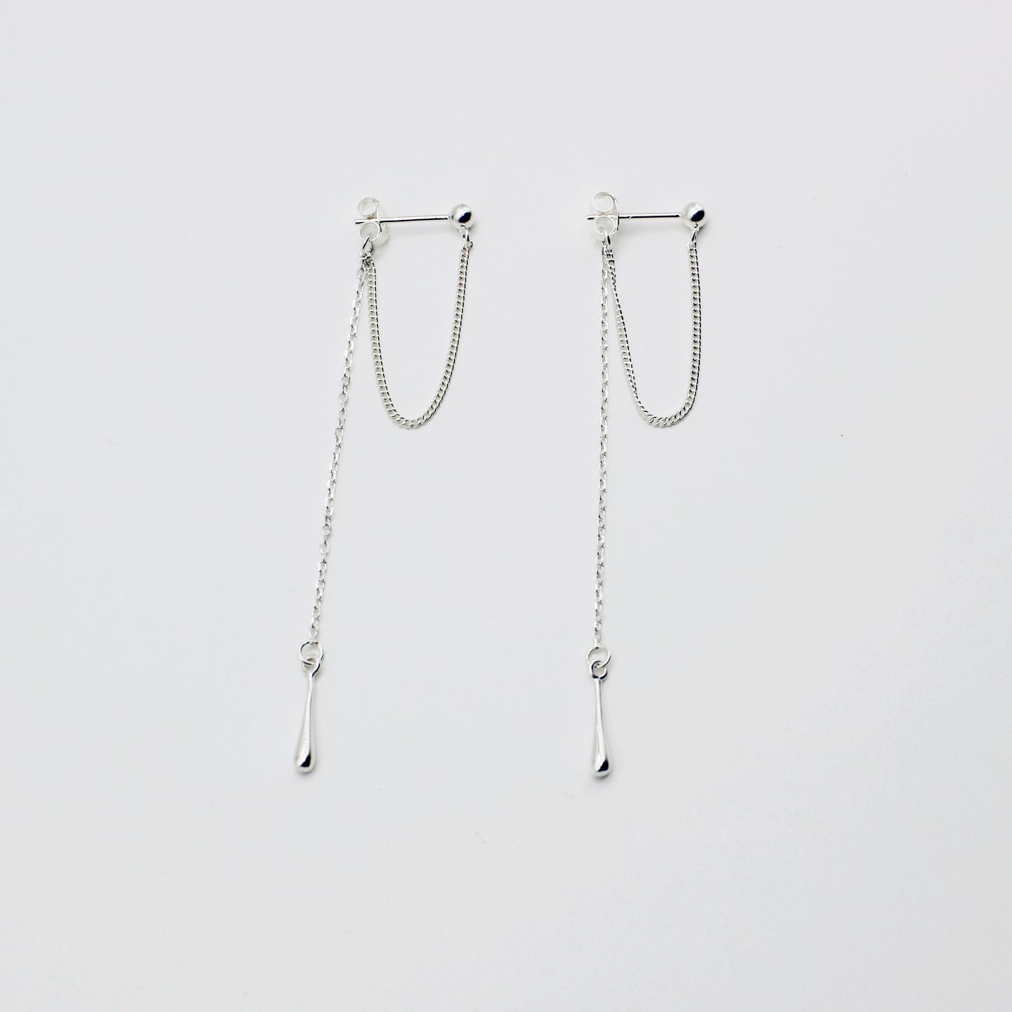 Sterling Silver Front to Back Drape Chain Droplet Earring