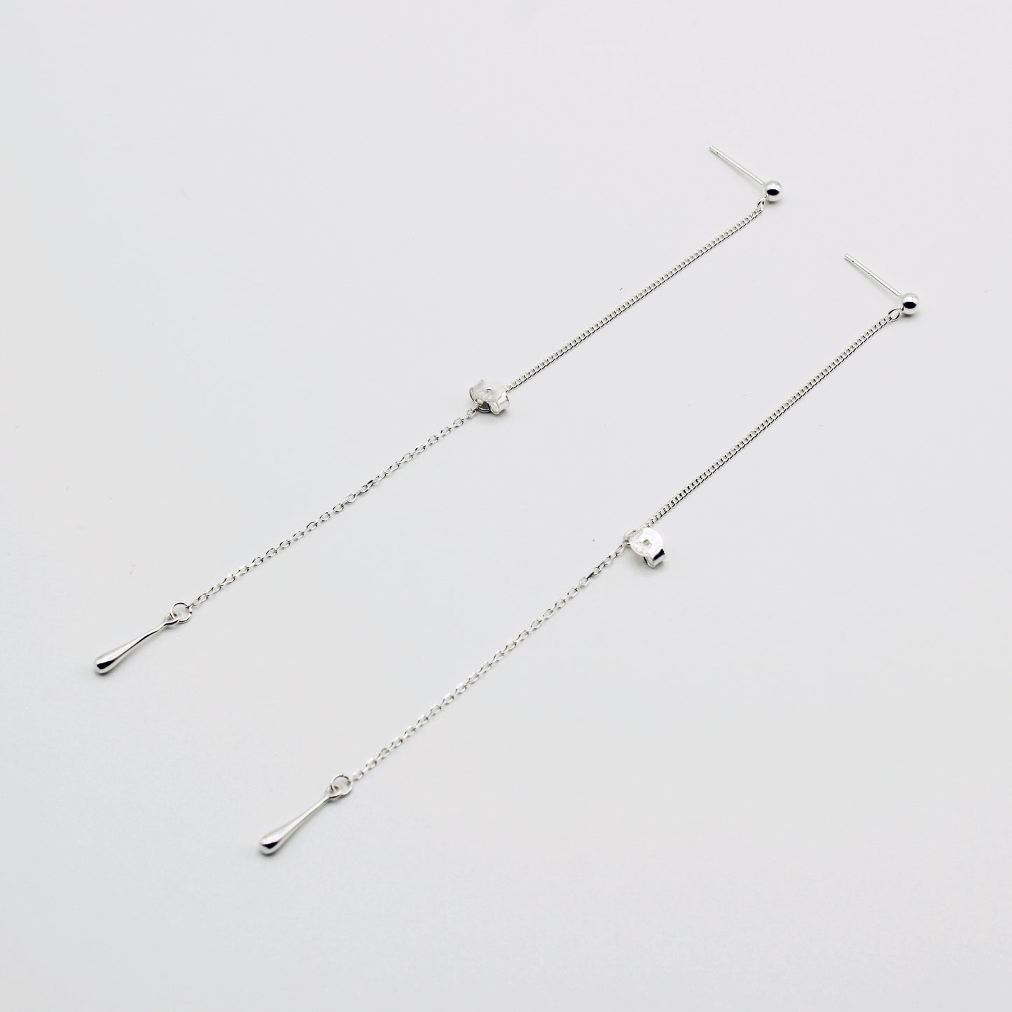 Sterling Silver Front to Back Drape Chain Droplet Earring