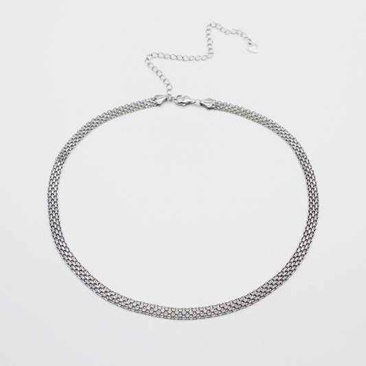 Sterling Silver Skinny Chainmail Choker Necklace