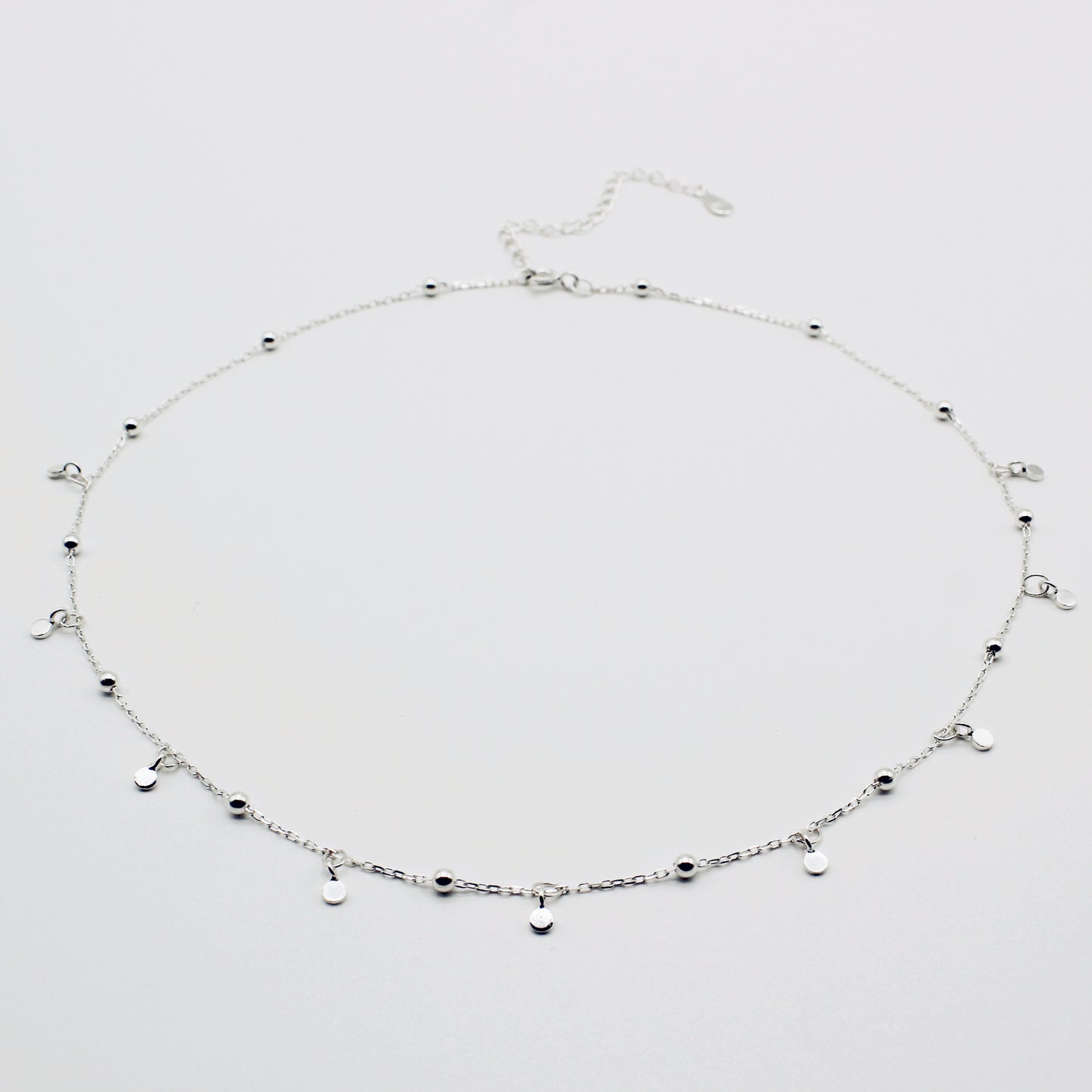 Sterling Silver Tiny Disc Choker Necklace