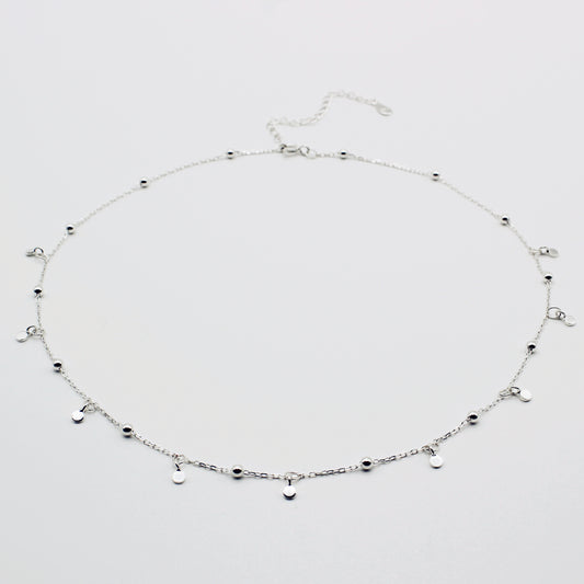 Sterling Silver Tiny Disc Choker Necklace