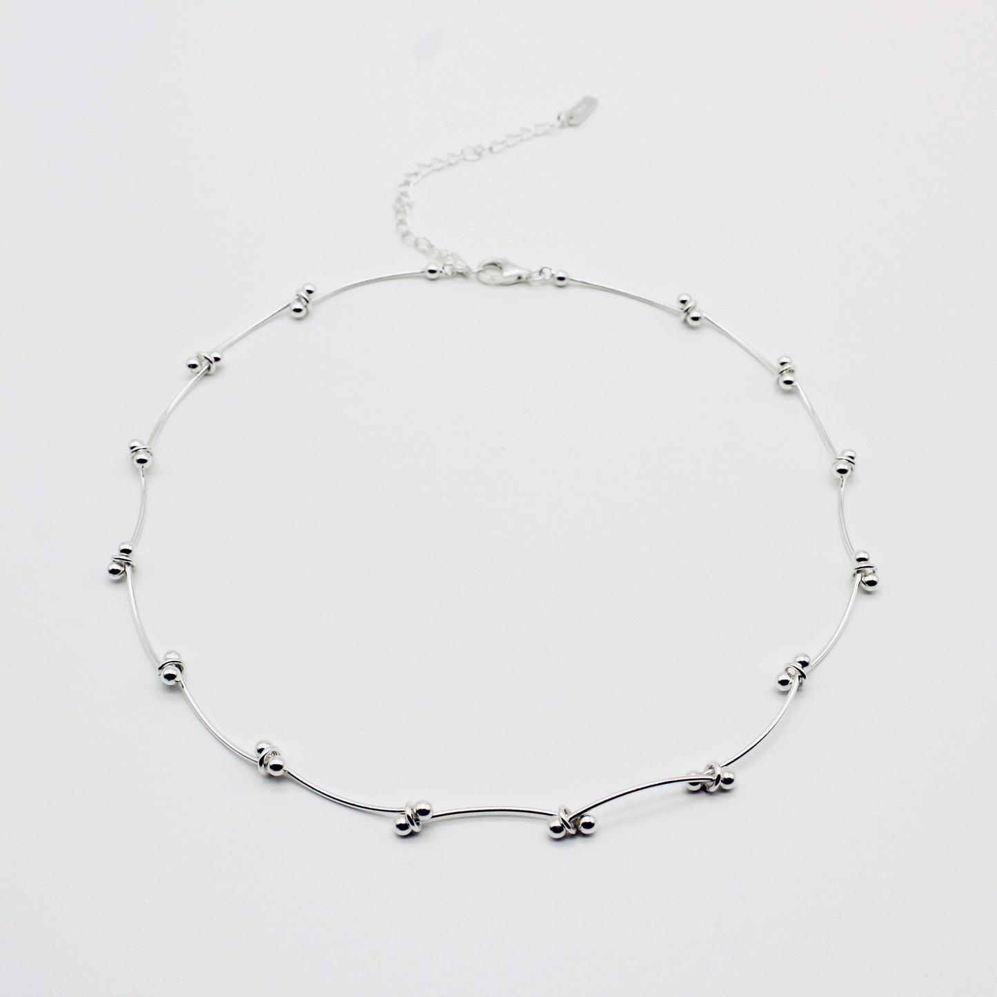 Sterling Silver Linked Skinny Bar Choker Necklace