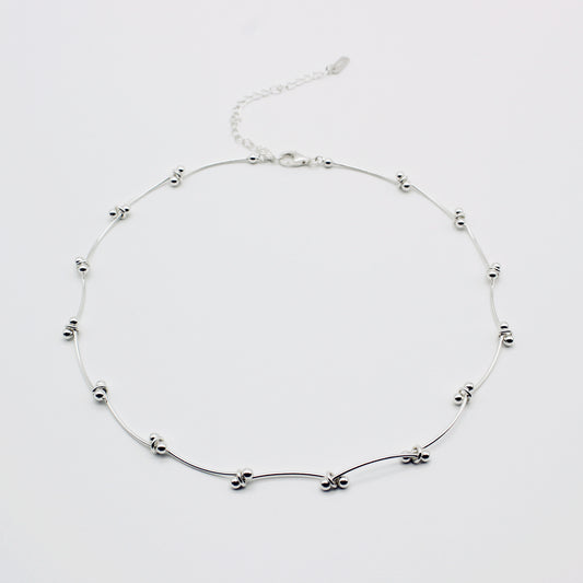 Sterling Silver Linked Skinny Bar Choker Necklace