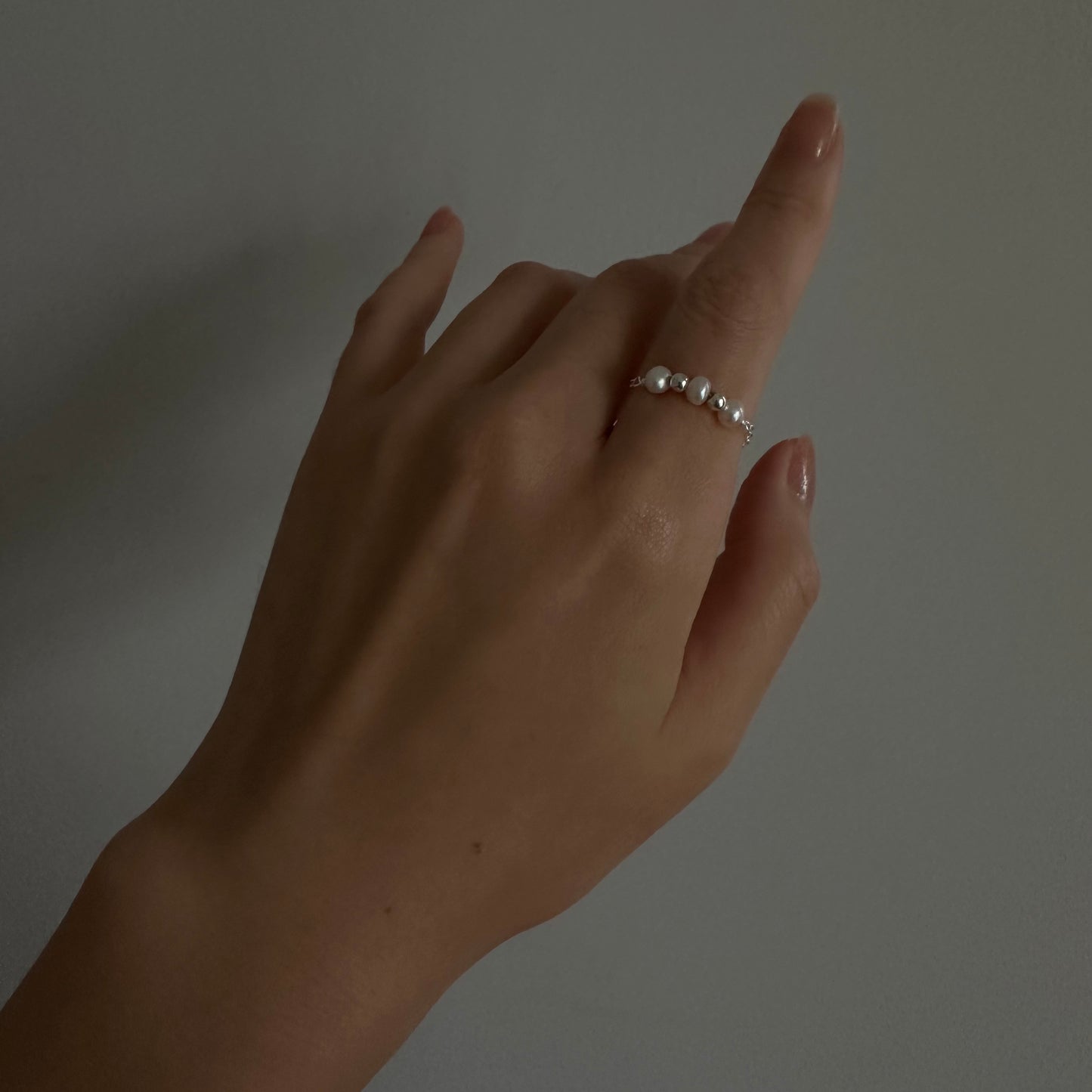 Three Pearls Sterling Silver Adjustable Ring