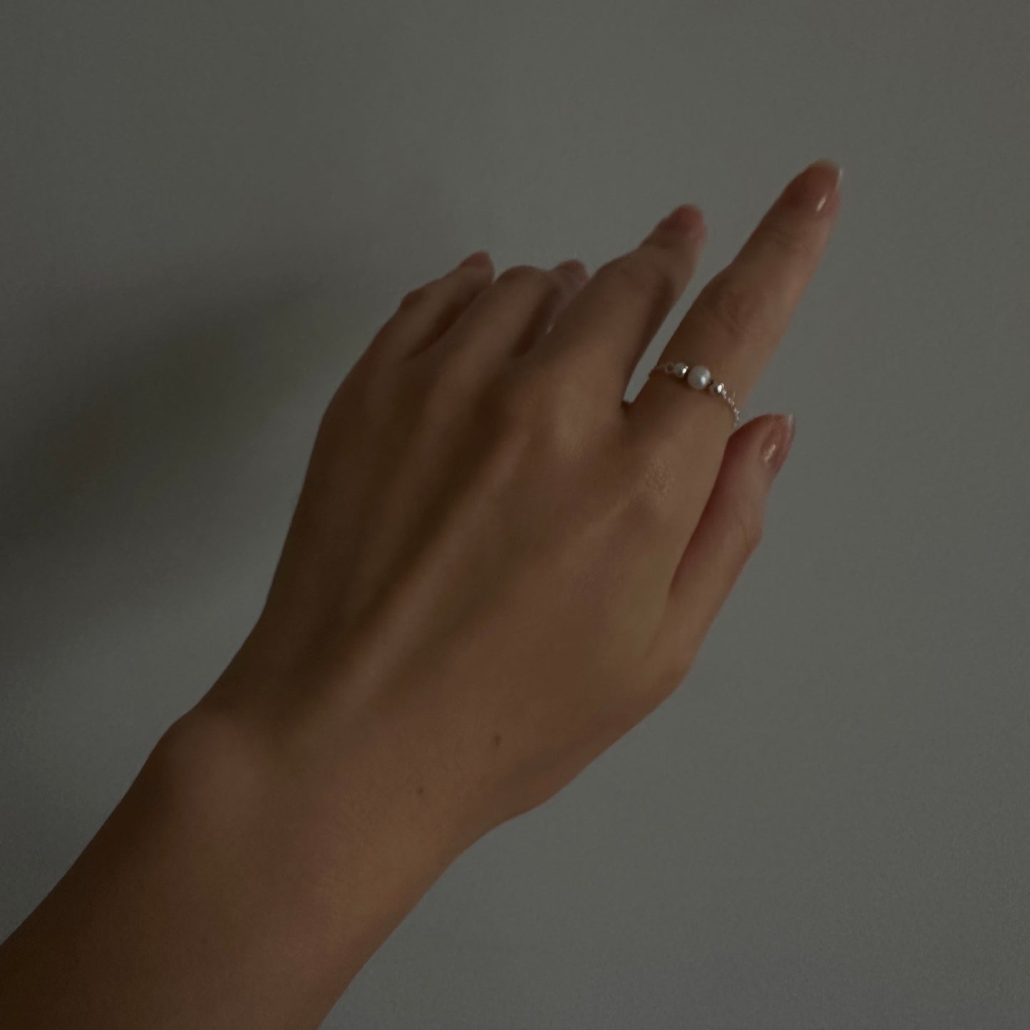 Single Pearl Sterling Silver Adjustable Ring