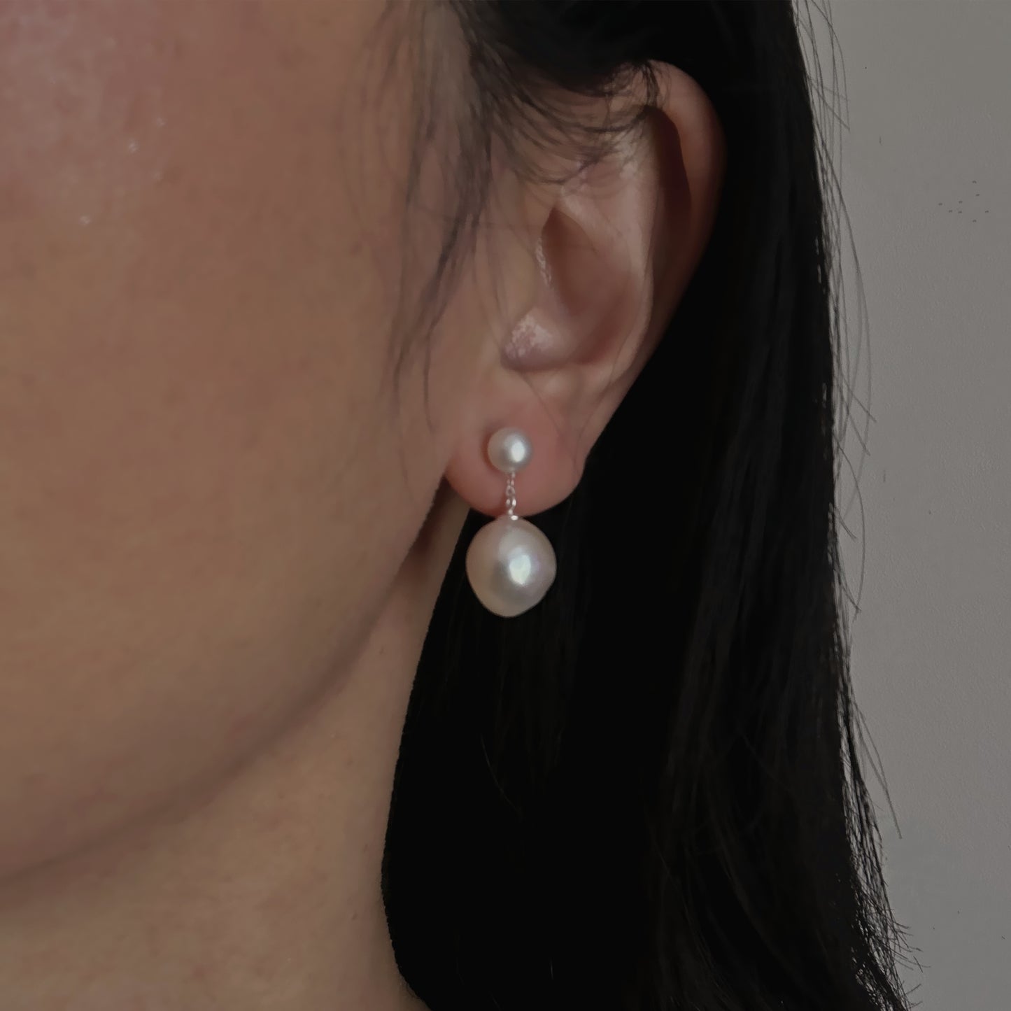Sterling Silver Real Baroque Pearl Dangle Earrings