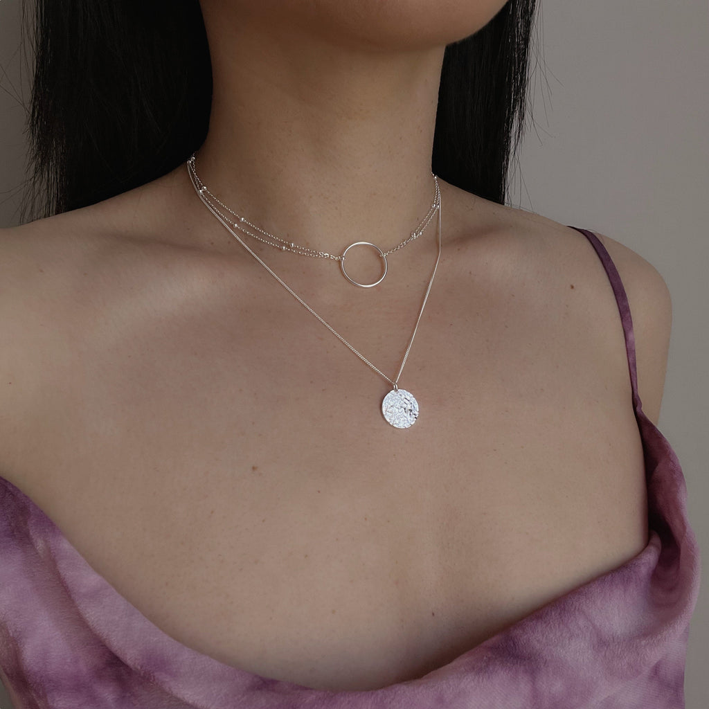 Orbit Polished Double Disc Necklace | Silver Necklaces | Junghwa